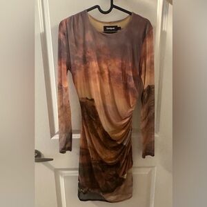 Desigual Purple and Tan Dress